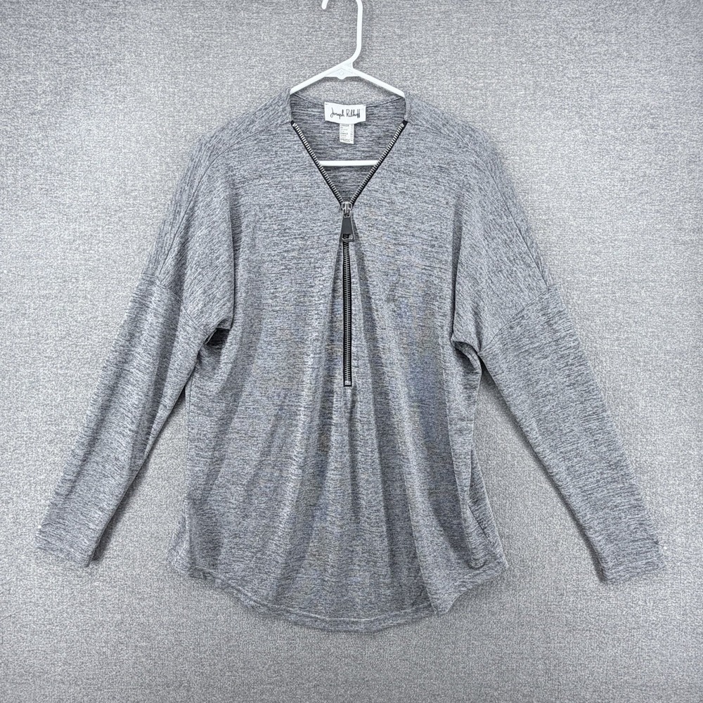 Joseph Ribkoff Tunic Top Women Size 10 Gray Zip Casual Designer